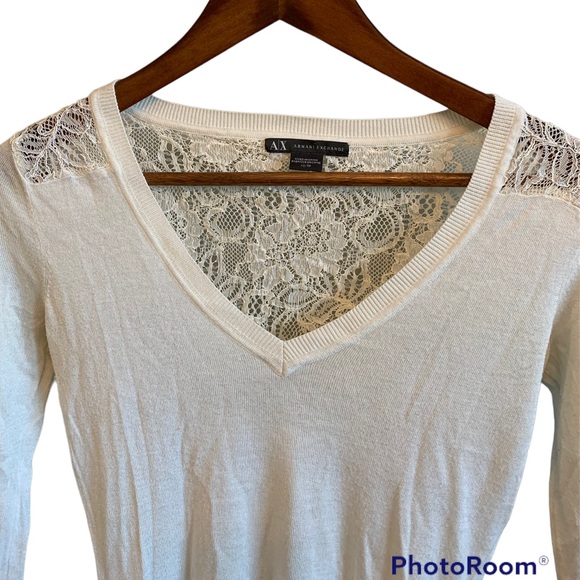 A/X Armani Exchange V- Neck with Lace Sweater - Picture 6 of 6